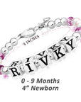 Baby Crystals Personalized Pearl Bracelet for Infant Girls - Baby Jewelry - Birthstone Bracelets with Name - Custom Name Bracelet for Women- Baptism Gifts -Teen Girl Gifts - Silver Jewelry Charm