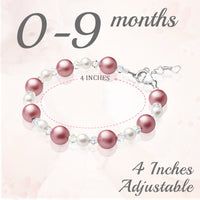 Sterling Silver Bracelet for Girls with Rose & White Pearls & Clear Crystals