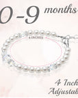 Sterling Silver Bracelet For Girls With Clear Crystals & White Pearls