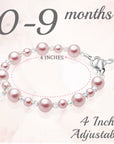 Sterling Silver Cross Charm Bracelet with Pink Pearls