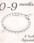 Sterling Silver Cross Charm White Pearl Bracelet for Girls - Christening & Baptism Gifts