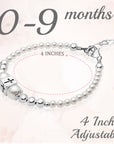 Sterling Silver Beads Box Cross White Pearl Bracelet for Girls - Baptism Gifts