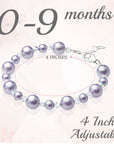 NewBorn Baby Girl Bracelet with Lavender Pearls & Clear Crystals