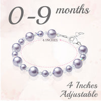 NewBorn Baby Girl Bracelet with Lavender Pearls & Clear Crystals