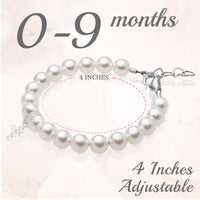 Sterling Silver Crystal Cross White Pearl Bracelet for Girls - Baptism Gifts