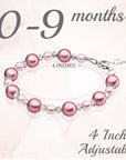 NewBorn Baby Girl Bracelet with Rose & Pink Pearls & Clear Crystals