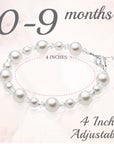 Sterling Silver Bracelet for Girls with White Pearls & Clear Crystals