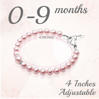 Sterling Silver Bracelet for Girls with Pink Pearl & Silver Daises