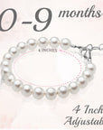 Beaded Bracelets for Girls, Sterling Silver Cross Charm -White Cultured Freshwater Pearl