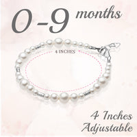 Sterling Silver Bracelet for Girls with White Pearl & Silver Crimps