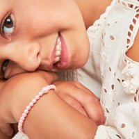 Little Girl Toddler Bracelet with Pink Pearl & Silver Daises