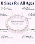 White Pearl Toddler Bracelet, Sterling Silver Birthday Gift