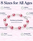 White & Rose Pearl Baby Bracelet, Sterling Silver Crystal Gift