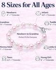 White & Pink Pearl Toddler Bracelet, Sterling Silver Keepsake