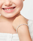 White Pearl Toddler Bracelet, Sterling Silver Clear Crystal Gift