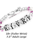 Baby Crystals Personalized Pearl Bracelet for Infant Girls - Baby Jewelry - Birthstone Bracelets with Name - Custom Name Bracelet for Women- Baptism Gifts -Teen Girl Gifts - Silver Jewelry Charm