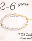 Baby Girl 14K Gold Plated Beads Cross Bracelet, White Cultured Freshwater Pearls, Beaded Bracelets for Girls, Birthday Girl, Christening, Communion, Baptism Gifts for Girl