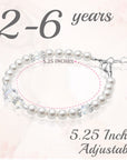 Sterling Silver Bracelet For Girls With Clear Crystals & White Pearls