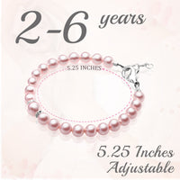 Little Girl Toddler Bracelet with Pink Pearl & Silver Daises