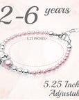 Toddler Baby Girl Sterling Silver Beads Box Cross Pink Pearl Bracelet