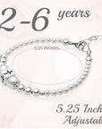 Toddler Baby Sterling Silver Beads Box Cross White Pearl Bracelet