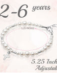 Toddler Baby White Sterling Silver Cross Bracelet Crimps Christening