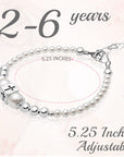 Sterling Silver Beads Box Cross White Pearl Bracelet for Girls - Baptism Gifts