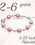 Toddler Baby Clear Crystals, Rose, Pink Pearls Bracelet