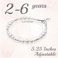 Sterling Silver Bracelet for Girls with White Pearl & Silver Crimps