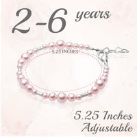 Little Girl Toddler Bracelet with Pink Pearl & Silver Crimps