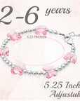 8 MM Pink Crystals Butterfly Bracelet for girls