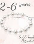 Sterling Silver Bracelet for Girls with White Pearls & Clear Crystals