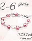 Sterling Silver Bracelet for Girls with Rose & Pink Pearls & Clear Crystals