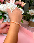 Freshwater White & Peach Pearl Bracelet, Sterling Silver Keepsake