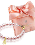 Baby Crystals 14K Gold-Plated Letter initial A-Z Charm Bracelets for Girls, Personalized Jewelry Pearl Bracelet for Baby Girls, infant, Toddlers, Teens | Sister, Cross, Charms, Birthday, Baptism Gifts
