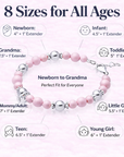 Sterling Silver Heart charm Bracelet for Girls with Pastel Rose Pearls