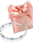 Personalized Birthstone Jewelry Pearl Bracelet for Girls with Birthstone Crystals