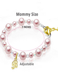 Pink Pearl & Clear Crystal Kids Initial Bracelet, 14K Gold Plated