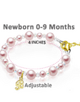 Pink Pearl & Clear Crystal Kids Initial Bracelet, 14K Gold Plated