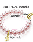 Baby Crystals 14K Gold-Plated Letter initial A-Z Charm Bracelets for Girls, Personalized Jewelry Pearl Bracelet for Baby Girls, infant, Toddlers, Teens | Sister, Cross, Charms, Birthday, Baptism Gifts