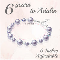 Teen Girl Bracelets with Lavender Pearls & Clear Crystals