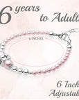 Sterling Silver Beads Box Cross Pink Pearl Bracelet for Girls - Baptism Gifts