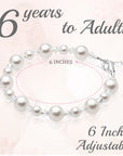 Sterling Silver Bracelet for Girls with White Pearls & Clear Crystals