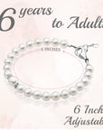 Sterling Silver Bracelet for Girls with White Pearl & Silver Daises