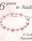 Sterling Silver Cross Charm Bracelet with Pink Pearls