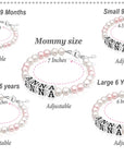 Personalized Name Bracelets for Girls Sterling Silver Alphabet Beads Block Letters, white Pearl