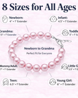 Pink Pearl Toddler Bracelet, Sterling Silver Birthday Gift