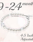 Sterling Silver Bracelet For Girls With Clear Crystals & White Pearls