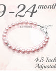 Infant Baby Girl Bracelet with Pink Pearl & Silver Daises