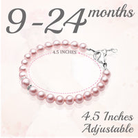 Sterling Silver Bracelet for Girls with Pink Pearl & Silver Daises